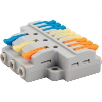 Клемма REXANT СМК 3х3 проходная разветвительная 3 полюса, с монтажной площадкой (1 ввод, 3 вывода на полюс), (4 шт/уп) Клемма REXANT СМК 3х3 проходная разветвительная 3 полюса, с монтажной площадкой (1 ввод, 3 вывода на полюс), (4 шт/уп)