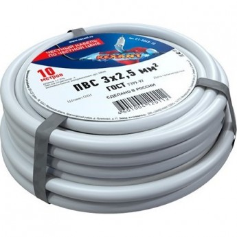 Провод REXANT ПВС 3x2.5 мм² соединительный 10 м Провод REXANT ПВС 3x2.5 мм² соединительный 10 м