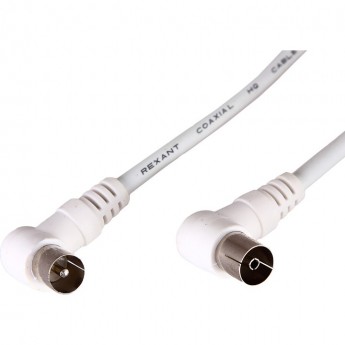 Шнур REXANT ТВ гнездо - ТВ штекер угловой 1.5 м белый Шнур REXANT ТВ гнездо - ТВ штекер угловой 1.5 м белый