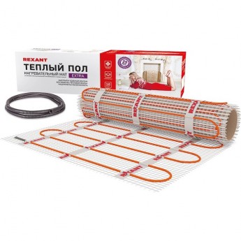 Теплый пол, нагревательный мат REXANT EXTRA, двухжильный, площадь 1 м², 0.5х2 м, 160 Вт Теплый пол, нагревательный мат REXANT EXTRA, двухжильный, площадь 1 м², 0.5х2 м, 160 Вт