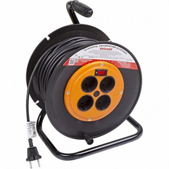 Удлинитель на катушке REXANT 50 м 4 розетки 2х1.0 мм² с вкл. Удлинитель на катушке REXANT 50 м 4 розетки 2х1.0 мм² с вкл.