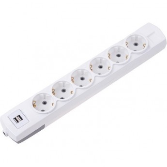 Удлинитель REXANT PREMIUM 6 гнезд, 3м, 3х1,5мм², с/з, 2 USB, белый Удлинитель REXANT PREMIUM 6 гнезд, 3м, 3х1,5мм², с/з, 2 USB, белый